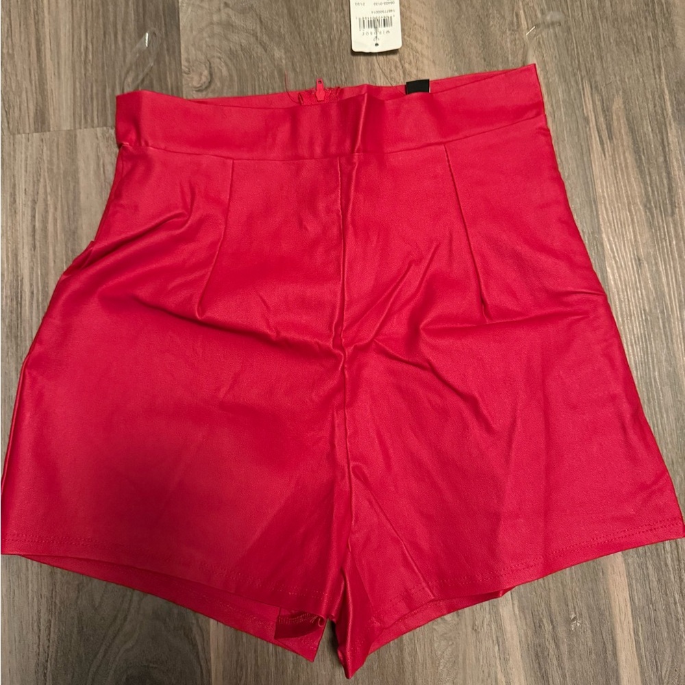 Red High-Waisted Women's Shorts